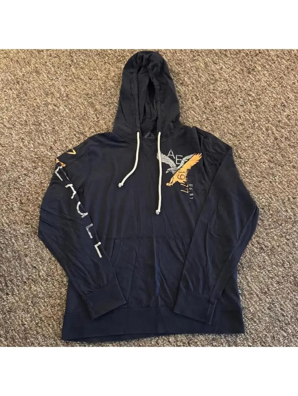 American Eagle Long Sleeve Shirt Hoodie Navy Size Large L